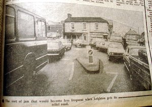 Newspaper photograph of traffic congestion