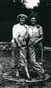 Doreen Heales and Barbara Harker in the grounds of Cople House Hostel