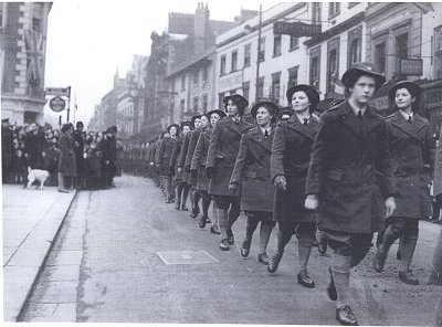 Marching land girls