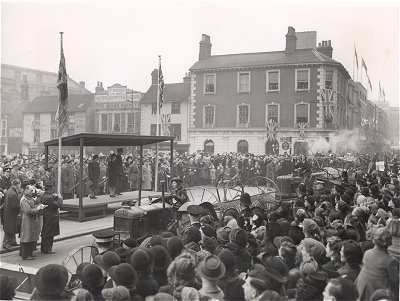 Bedfordshire land girls parade past Princess Elizabeth