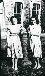 Joan and Dot in the grounds at Hasells Hall, Sandy