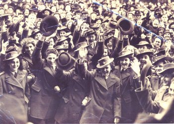 Land girls celebrate the end of the Second World War